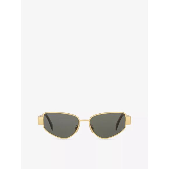Celine CL40293U Metaltriomphe Square-Frame Metal Sunglasses Gold/Black - Picture 1 of 6